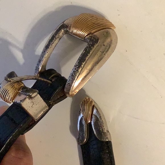 Onyx Black Leather Vintage Belt Size 28 - Picture 4 of 6